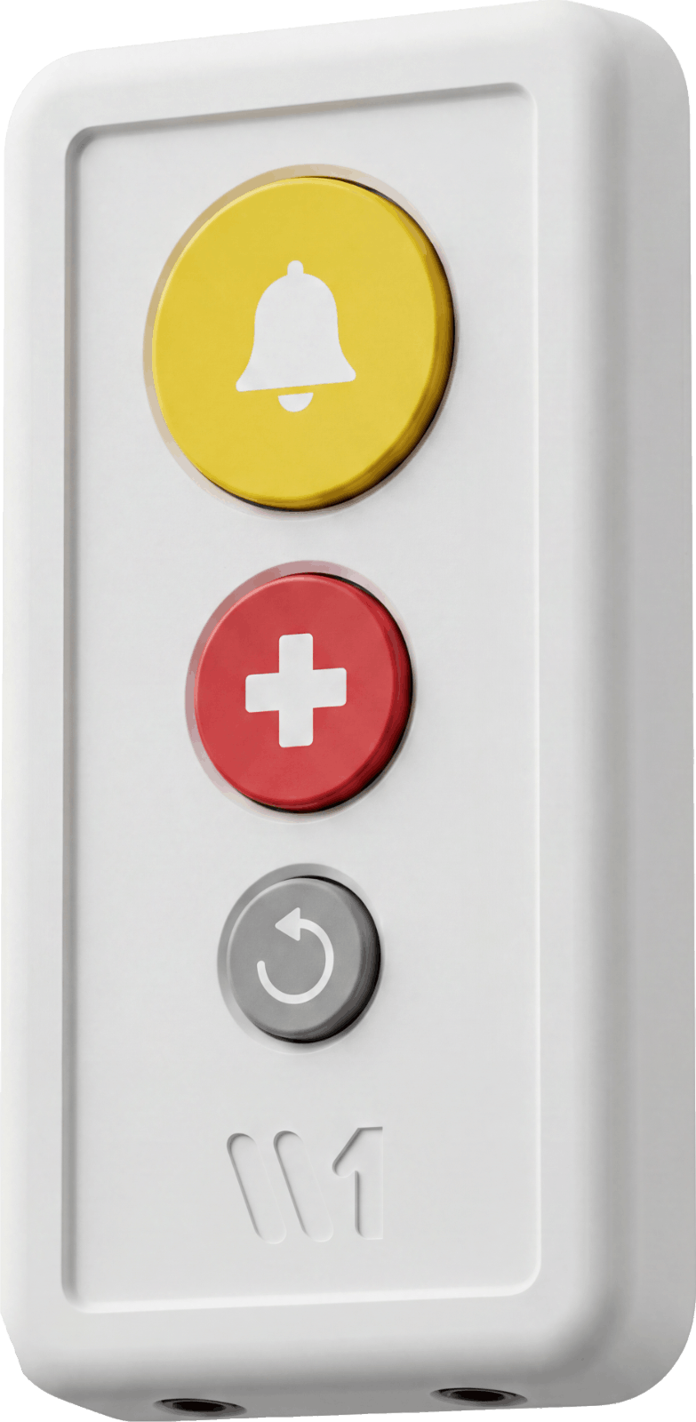 Welfare One call station, a wall-mounted unit with colour-coded buttons for resident-initiated requests.